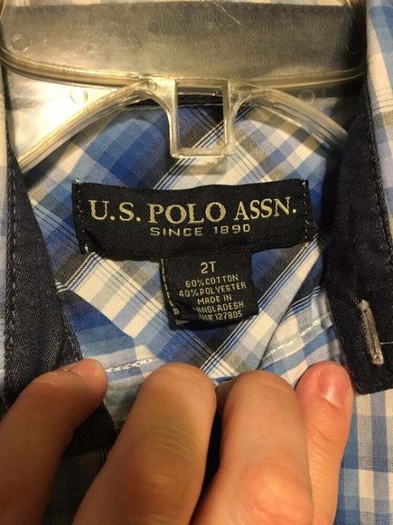 🌷3/$10 US Polo Association 2T blue plaid button down shirt🌷 - Picture 3 of 5